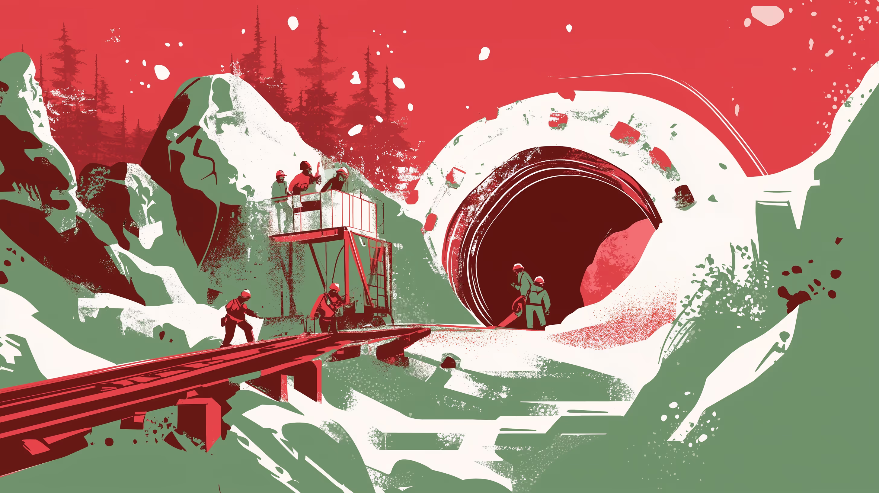 Illustration d'ouvrier travaillant dans un tunnel